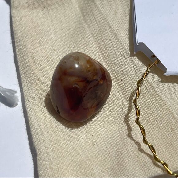 SARD CARNELIAN PALM STONE & MATCHING WIREWRAPPED GEMSTONE BRACELET SET - Picture 3 of 6